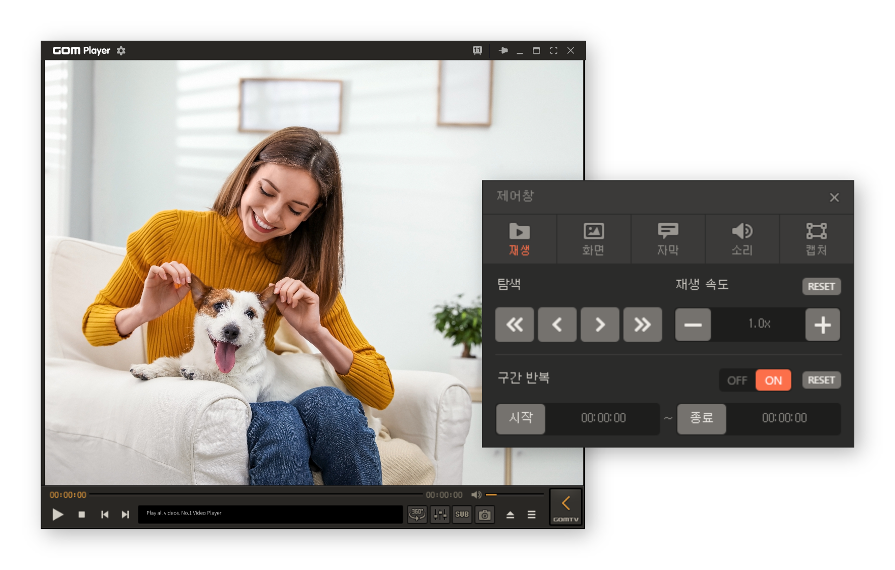 GOM Player interval playback feature for repeating specific video segments